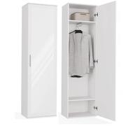 BDW Appendiabiti con specchio, moderno, multifunzionale, per corridoio, camera da letto, cameretta dei bambini, 180 x 50 x 35 (T), bianco