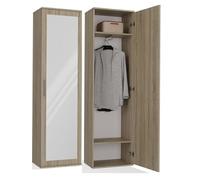 BDW Appendiabiti con specchio, moderno, multifunzionale, per corridoio, camera da letto, cameretta dei bambini, 180 x 50 x 35 (T), rovere Sonoma