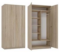 BDW Armadio a 2 ante, 6 ripiani, appendiabiti multiuso, cassettiera, armadio per camera da letto, soggiorno, 180 x 90 x 50 cm, rovere Sonoma