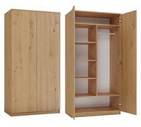 BDW Armadio a 2 ante, 6 ripiani, appendiabiti multiuso, cassettiera, armadio per camera da letto, soggiorno, 180 x 90 x 50 cm, (rovere Artisan)