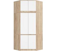 BDW Armadio angolare con estensione per camere da letto - Elegante e funzionale - Grande capacità - Stile universale - Facile da montare - 100 cm - 6 ante, 9 ripiani - Rovere Sonoma/Bianco