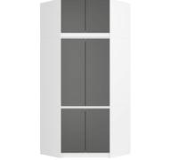BDW Armadio angolare con estensione per camere da letto - Elegante e funzionale - Grande capacità - Stile universale - Facile da montare - 100 cm - 6 ante, 9 ripiani - Bianco/Grigio