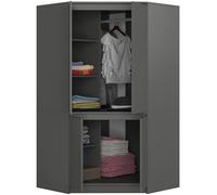 BDW - Armadio angolare per camera da letto - Armadio grande - Armadio largo 100 cm, alto 180 cm - Armadio angolare con asta e ripiani - Armadio grafite