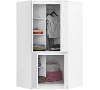 BDW - Armadio Angolare per Camera da Letto - Grande e Largo 100 cm, Alto 180 cm - Con Asta e Ripiani - Bianco