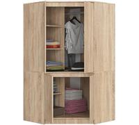 BDW - Armadio Angolare per Camera da Letto - Grande e Largo 100 cm, Alto 180 cm - Con Asta e Ripiani - In Rovere Sonoma