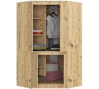 BDW - Armadio Angolare per Camera da Letto - Grande e Largo 100 cm, Alto 180 cm - Con Asta e Ripiani - Rovere Artisan