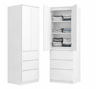 BDW - Armadio stretto - Armadio con cassetti - Larghezza 50 cm, altezza 180,5 cm - Armadio contenitivo, armadio multiuso per camera da letto, corridoio - DONALD Bianco