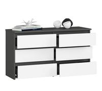 BDW - Cassettiera con 6 Cassetti - 100cm di Larghezza, 57cm di Altezza - Mobile, Credenza, Multiuso, Scarpiera, Classificatore - Soggiorno, Camera da Letto, Corridoio - grigio/bianco