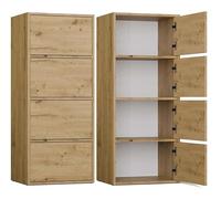 BDW Cassettiera moderna ALMA con 4 ante, 50 x 119 x 40 cm, cameretta dei bambini, soggiorno, corridoio, sistema Tip-ON - Rovere Artisan