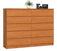BDW - Comò con 10 cassetti, comò K160, credenza, mobili per soggiorno, camera da letto e ingresso, armadio da ufficio, materiale robusto e design moderno - 160x40x121 cm, Ontano