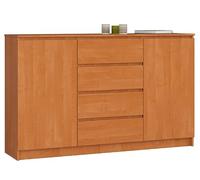 BDW - Comò con 4 cassetti, comò K160, credenza con 2 ante, mobili per soggiorno, camera da letto e corridoio, armadio da ufficio, materiale robusto - 160x40x99 cm, Ontano