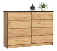 BDW - Comò con 8 cassetti, comò K140, credenza, mobili per soggiorno, camera da letto, corridoio, armadio da ufficio, materiale robusto e design moderno - 138x40x99 cm, Rovere Craft