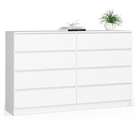 BDW - Comò con 8 cassetti, comò K160, credenza, mobili per soggiorno, camera da letto, corridoio, armadio da ufficio, materiale robusto e design moderno - 160x40x99 cm, Bianco