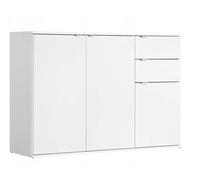 BDW - Comò con cassetti e ripiani - Mobile contenitore per soggiorno - Ideale come armadio per camera da letto per bambini o armadio a muro - 111x35x80 cm, Leo Bianco