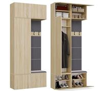 BDW HAGA II 1SZ1W Set: armadio, appendiabiti, panca, altezza 238 cm, larghezza 100 cm, profondità 35 cm, modulare, corridoio, armadio per scarpe e giacche, pannello guardaroba