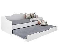 BDW - Letto per bambini con 2 reti e 2 materassi, 160 x 80 cm, colore bianco, per ragazze e ragazzi