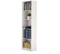 BDW Libreria a 5 scomparti, scaffalatura da parete, divisoria, scaffale per ufficio, multiuso, 50 x 30 x 182 cm, in legno (bianco)