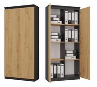 BDW Libreria con 8 ripiani, 180 x 80 x 35 cm, colore: antracite rovere artisano, per soggiorno, ufficio, studio, scaffalatura per libri e giocattoli, adolescenti