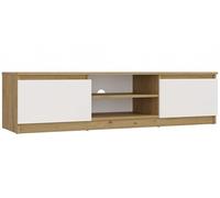 BDW MALWA Mobile TV 140 x 40 x 36 cm, moderno, con 2 armadi laterali e mensole aperte, soggiorno, camera da letto, comò (Rovere Artisan/Bianco)