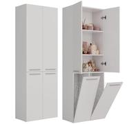 BDW Mobile da bagno, 2 cesti per la biancheria, 2 porte, 174 x 60 x 30 cm, mobiletto alto, mobili da bagno, mensola da bagno, mensola da bagno, mensola da bagno NEL 2K/DD (bianco)