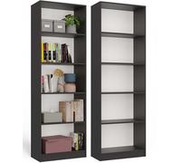 BDW Onyx 60 Libreria a 5 scomparti, 60 x 30 x 182 cm, scaffalatura documenti da parete, divisorio per ufficio, multiuso, in truciolato (Antracite)