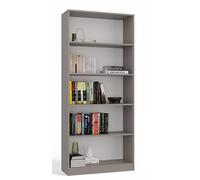 BDW Onyx 80 Libreria a 5 scomparti, 80 x 30 x 182 cm, scaffalatura documenti da parete, divisorio per ufficio, multiuso, in truciolato (grigio)