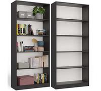 BDW Onyx 80 Libreria a 5 scomparti, 80 x 30 x 182 cm, scaffalatura documenti da parete, divisorio per ufficio, multiuso, in truciolato (Antracite)
