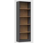 BDW Onyx 80 Libreria a 5 scomparti, 80 x 30 x 182 cm, scaffalatura documenti da parete, divisorio per ufficio, multiuso, in truciolato (antracite/rovere Artisan)