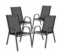 BDW Sedia da giardino impilabile, da campeggio, impilabile, con schienale alto, in acciaio textilene, per giardini, cortili, balconi, impilabile, portata 150 kg, 92 x 54 x 65 cm, colore nero (4)