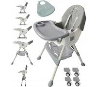 BDW - Seggiolone 4in1 - Seggiolone per Bambini - da 6 Mesi - Seggiolone per Bambini con Poggiapiedi, Cinghia, Tavolo - Seggiolone con Funzione Reclinabile, Seggiolone Pieghevole - Grigio
