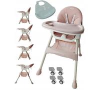 BDW - Seggiolone 4in1 - Seggiolone per Bambini - da 6 Mesi - Seggiolone per Bambini con Poggiapiedi, Cinghia, Tavolo - Seggiolone con Funzione Reclinabile, Seggiolone Pieghevole - Rosa