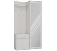 BDW Set di 5 appendiabiti con specchio, guardaroba con porta e cassetto, stile moderno, 180 x 100 x 35 cm (cachemire)