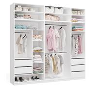BDW - Sistema di Dressing Modulare - Guardaroba Aperto Moderno con Moduli - Tringle, Cassetti, Scaffali, Elementi Superiori, Camera da Letto, Corridoio - OPENO 260x250, Bianco