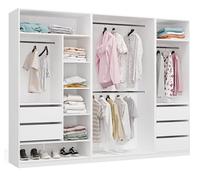 BDW - Sistema di Dressing Modulare - Guardaroba Aperto Moderno con Moduli - Tringle, Cassetti, Scaffali, Elementi Superiori, Camera da Letto, Corridoio - OPENO 260x200, Bianco