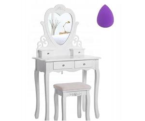BDW Toilette TL03 - con specchio, cassetti e sgabello - tavolino - per camera da letto, cameretta dei ragazzi -Tavolo da trucco - Tavolo da toeletta - Tavolo per cosmetici - Stile vintage - Bianco