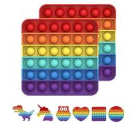 Bdwing 2Pcs Push and Pop Bubble Sensory Fidget Toy, Silikon Sensorisches Zappeln Spielzeug, Angst Relief Finger Toys Autismus for ADHS Squeeze Toys (Rainbow-Square)