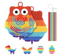 BDWing Sensoriale Incastro Board, Silicone Double Face Giochi da Viaggio Antistress Bambini in Aereo e Auto, Giochi Autismo ADHD Bambini per Calmo, Relax, Creativite e Concentrazione(Arcobaleno, Gufo)