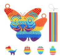 BDWing Sensoriale Incastro Board, Silicone Double Face Giochi da Viaggio Antistress Bambini in Aereo e Auto, Giochi Autismo ADHD per Calmo, Relax, Creativite e Concentrazione(Arcobaleno, Farfalla)