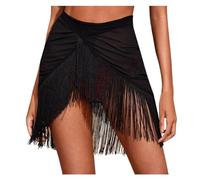 BDXMKS Abito da Ballo Latino Gonna Latina con Nappa da Donna Sexy Nera Asimmetrica con Frange Balletto Samba Tango Costume da Ballo Concorso Stage Dancewear(M)