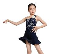 BDXMKS Abito da Ballo Latino Samba Tango Vestito da Ballo Latino Abiti da Competizione for Ragazze Abiti da Ballo da Sala Abiti da Ballo Latino Costumi da Spettacolo(Black,130cm)