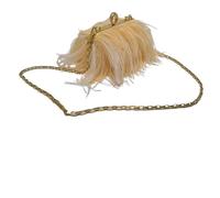 BDXMKS Borsa Da Sera In Piume di Struzzo Borsa a mano con catena ad anello e diamanti in piuma di struzzo, pochette da donna, borse da sera(Yellow)