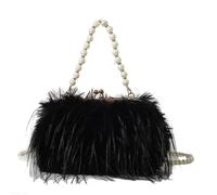 BDXMKS Borsa Da Sera In Piume di Struzzo Borsa a mano con piume, catena di perle, borsa a tracolla lunga con nappa in peluche, borsa a mano di grande capacità