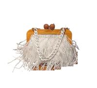 BDXMKS Borsa Da Sera In Piume di Struzzo Borsa da donna in pelo di struzzo, borsa a mano con catena, sera, pochette festa, tracolla(White)