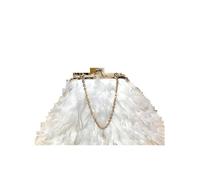 BDXMKS Borsa Da Sera In Piume di Struzzo Borse e borsette di piume da donna, pochette da sera, borsa a tracolla, borsa con catena di perle(Color 02)