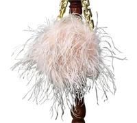 BDXMKS Borsa Da Sera In Piume di Struzzo Mini borsa a mano con piume di struzzo e catena dorata for feste(Color 9)