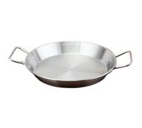 BDXMKS Pentole Acciaio Inox Paella Frutti di mare Riso Pentola Insalata Pasta Piatto Avere Orecchio Wok Padella Pollo Fritto Formaggio Al Forno Pentolame Caldo(32CM silver)