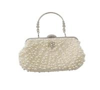 BDXMKS Pochette di Perle per le Donne Borsa da sera di lusso in oro con catena e perline, for donna, abito cheongsam fatte a mano(Blue)