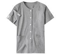 BDXZJ Abbigliamento Tear Away Cura Camici da Donna Cotone A Maniche Corte Abiti da Allattamento Frattura Post Intervento Chirurgico Abiti Ospedalieri per Pazienti Costretti A Letto MenA2,XL