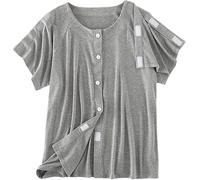 BDXZJ Camicie Post Intervento Chirurgico sulla Spalla, Abbigliamento per Pazienti Costretti A Letto Abbigliamento Tear Away Cura Assistenza Ospedale Vestito Comodo Pigiama Paziente E,XXL