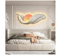 BDXZJ Grande Décoration Murale En Plumes avec Lumière LED Et Horloge, Scultura da Parete A LED 3D Sculptures Murales En Plumes Comme Décoration De Pièce pour Chambre, Salon, Maison A,120 * 40cm
